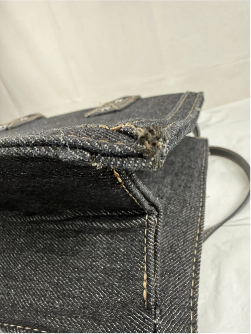 True Religion Black Denim Embroidered Crossbody Bag Horseshoe Satchel Handbag